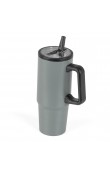 Siyah 900 ml kulplu logo baskılı promosyon termos